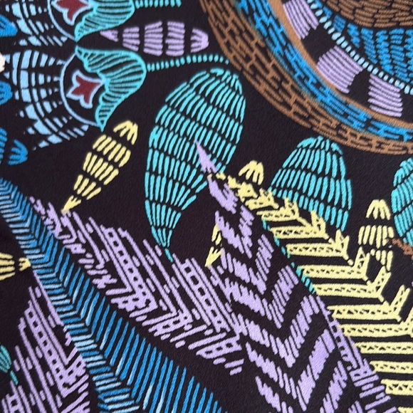 Bob Mackie Blue Green Long Sleeve Graphic Blouse - Picture 11 of 13